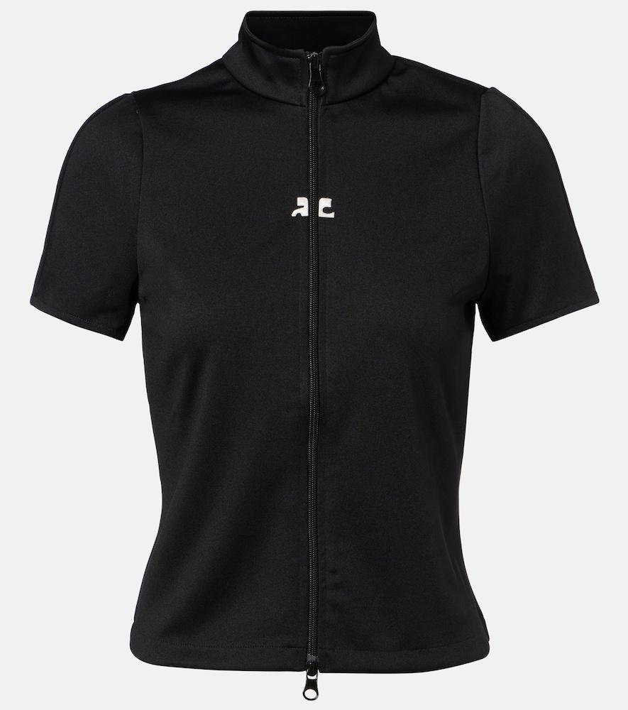 courrèges interlock logo zip-up jersey top