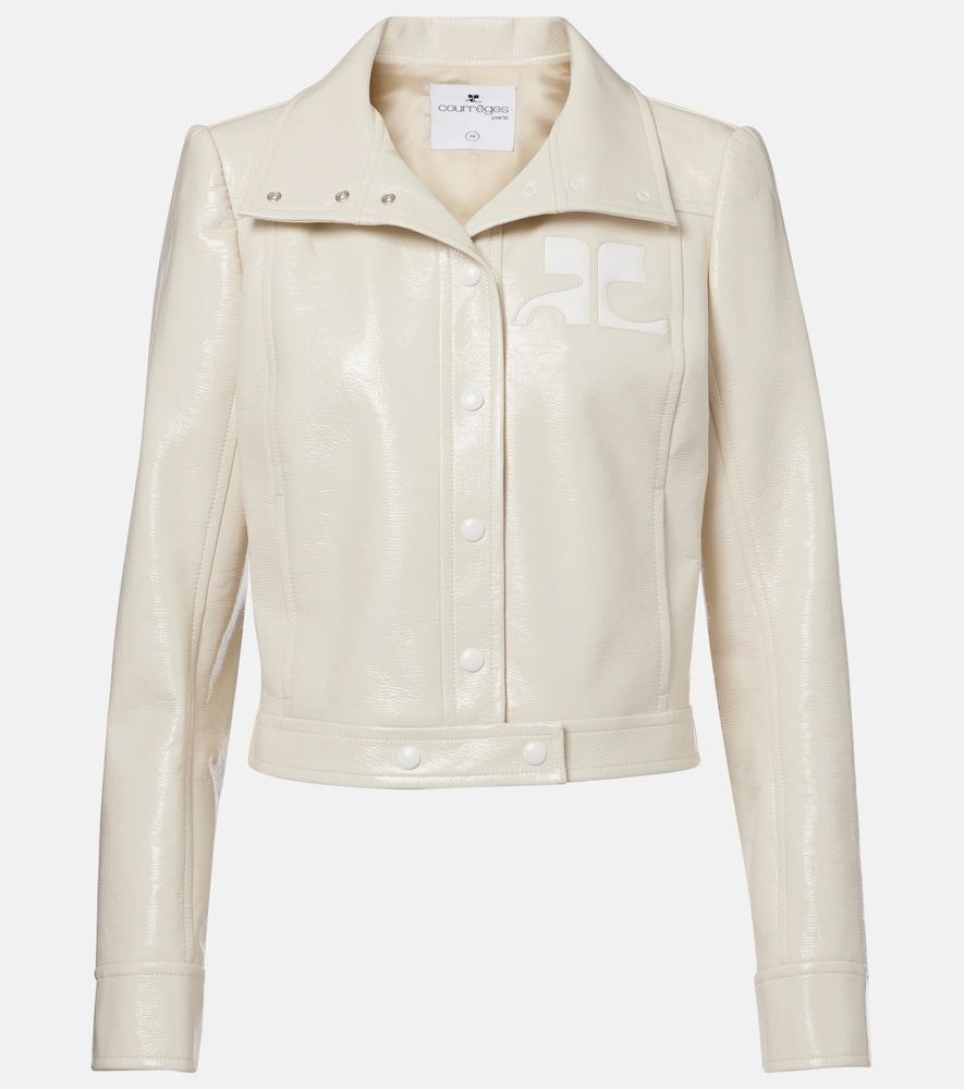 courrèges logo faux leather jacket