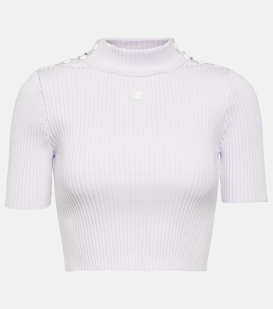 courrèges logo ribbed-knit crop top
