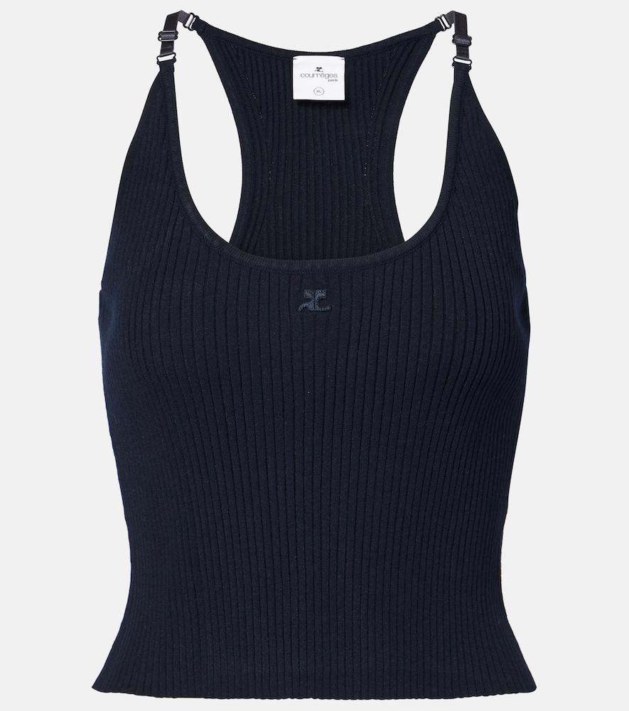 courrèges logo ribbed-knit tank top