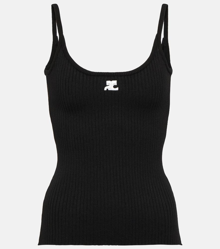 courrèges logo ribbed-knit tank top