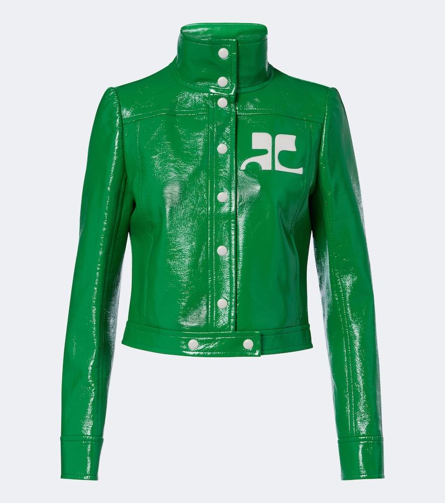 courrèges logo vinyl cropped jacket