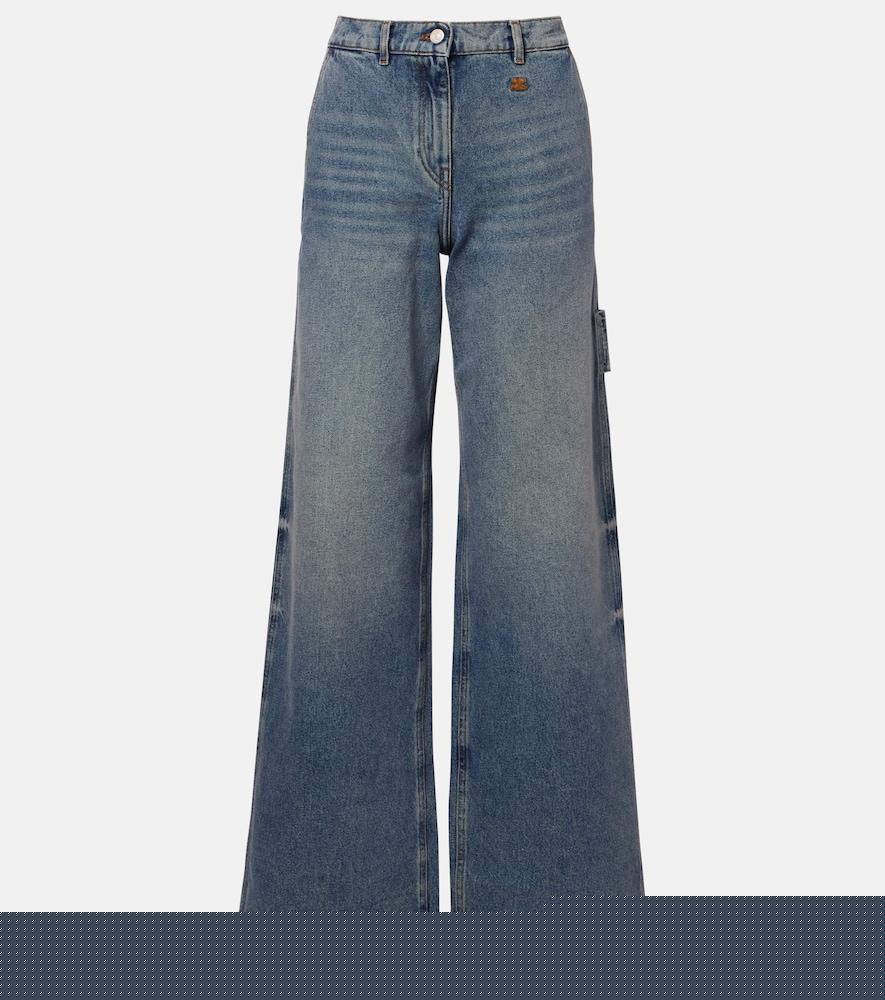 courrèges logo wide-leg jeans