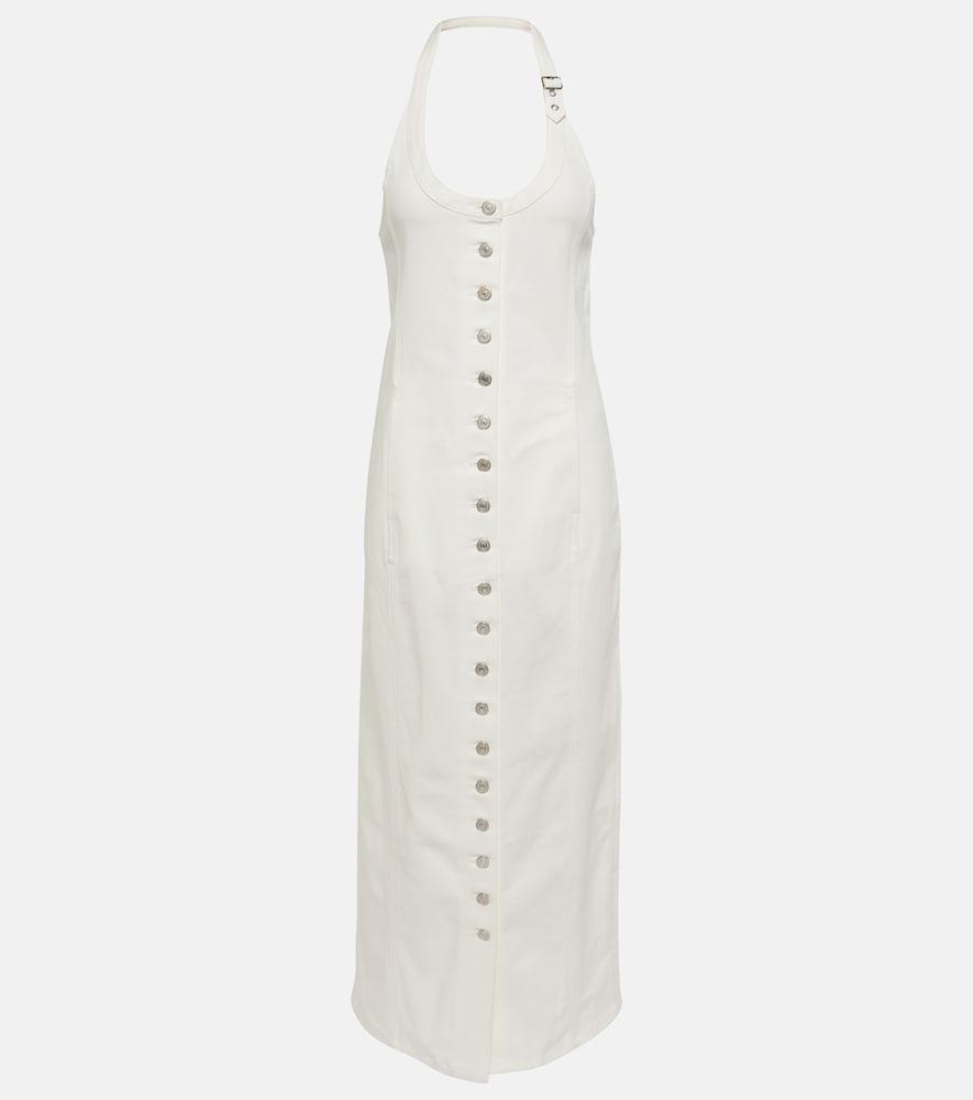 courrèges multiflex denim midi dress