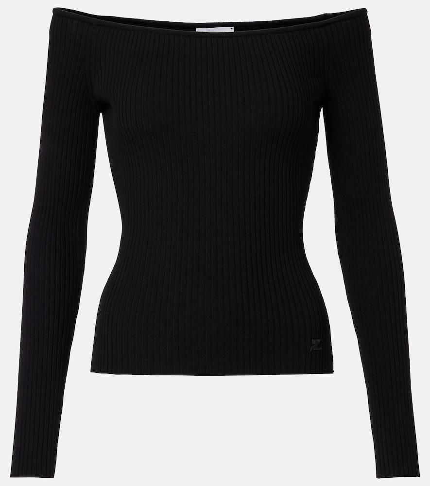 courrèges off-shoulder ribbed-knit top