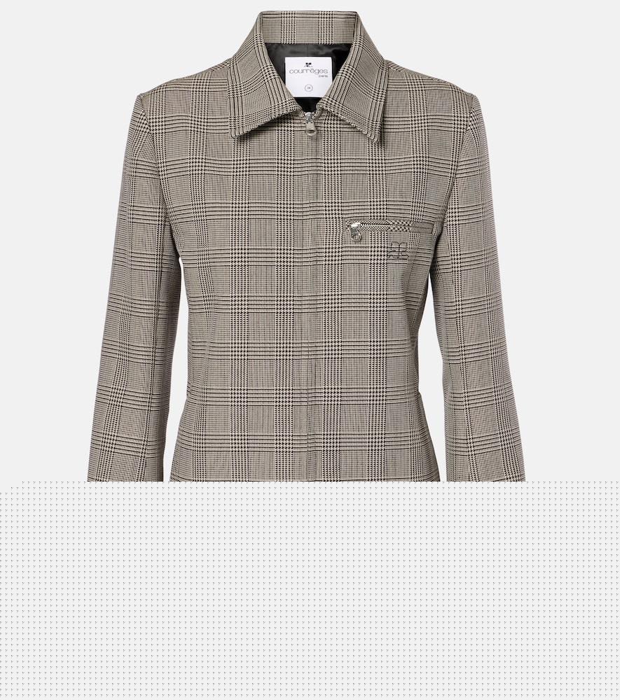 courrèges prince of wales check wool-blend jacket