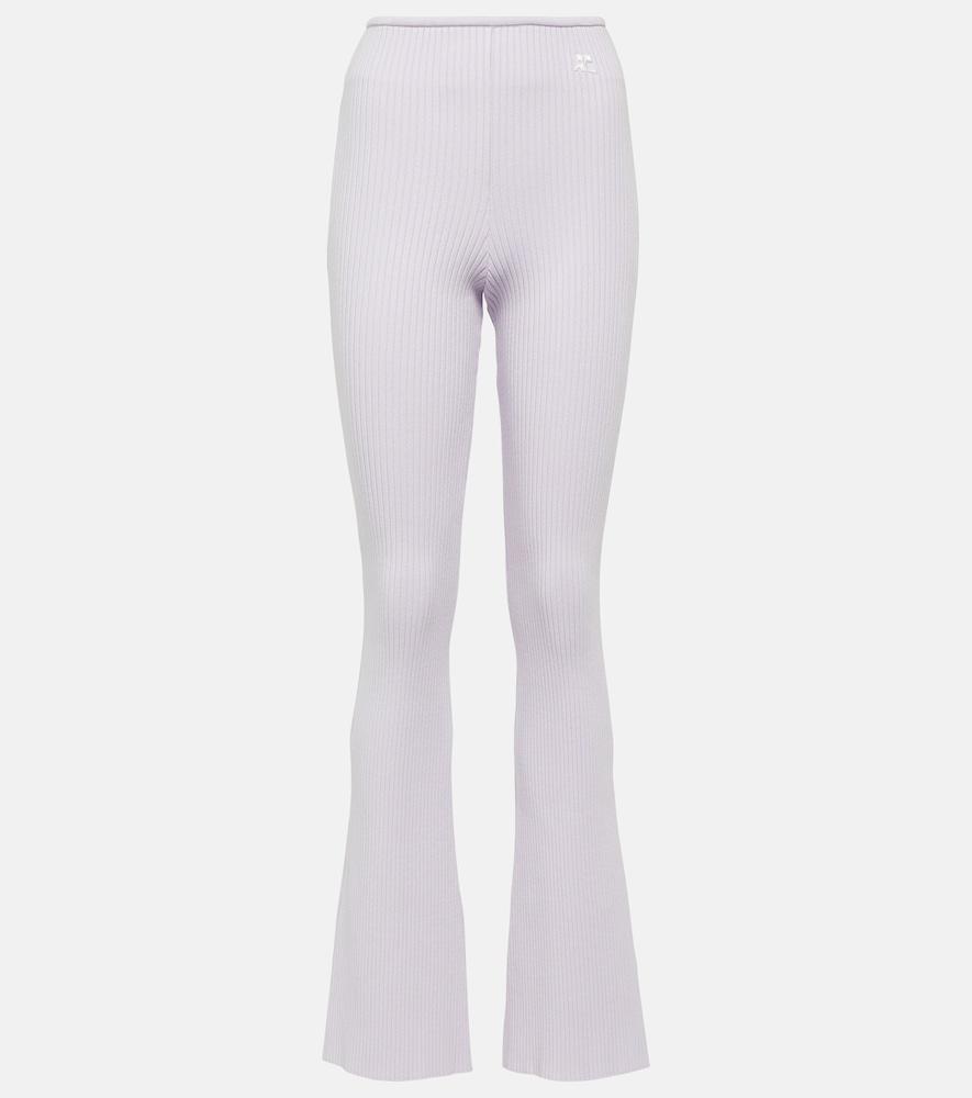courrèges reedition ribbed-knit flared pants