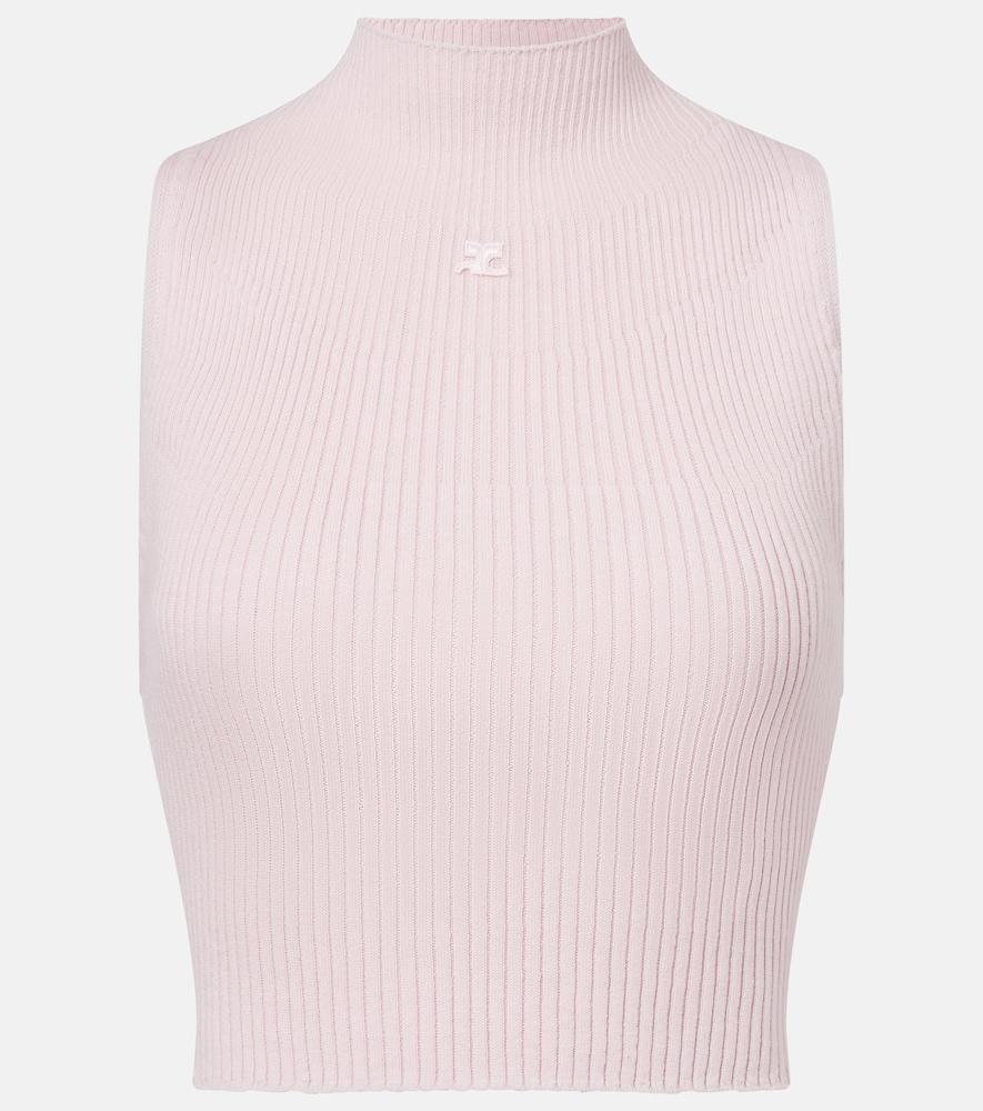 courrèges ribbed cotton and wool tank top