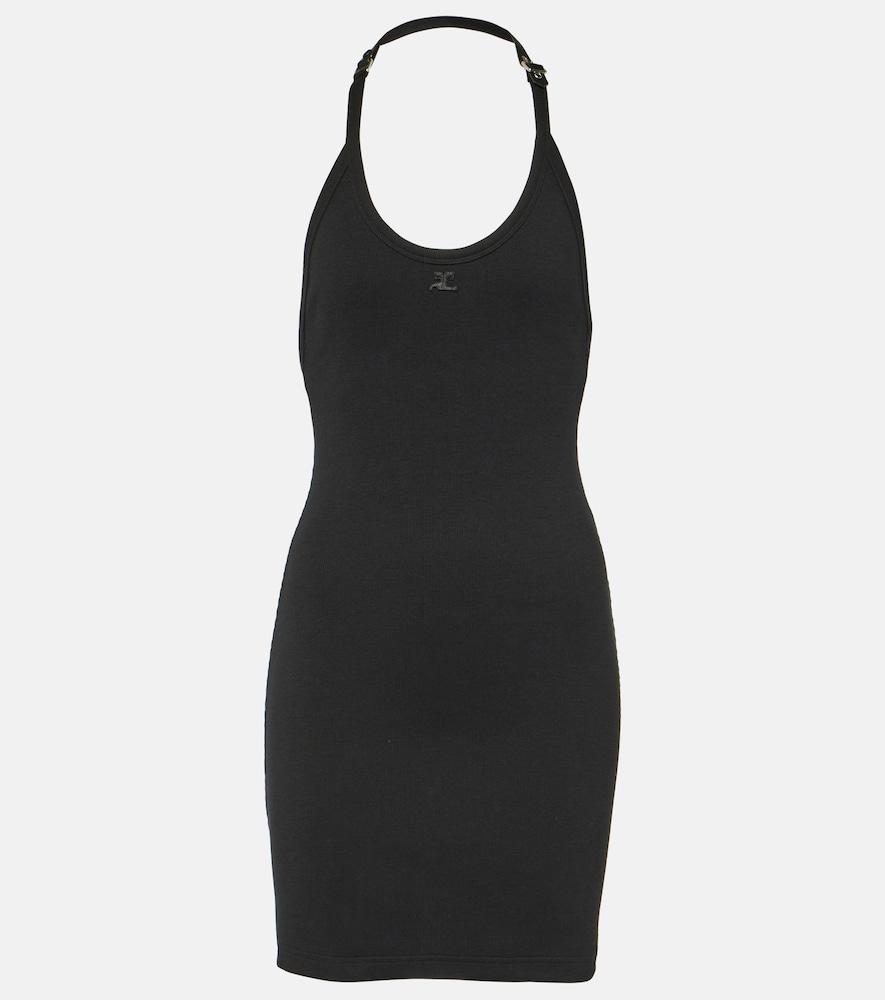 courrèges ribbed-knit cotton-blend jersey minidress