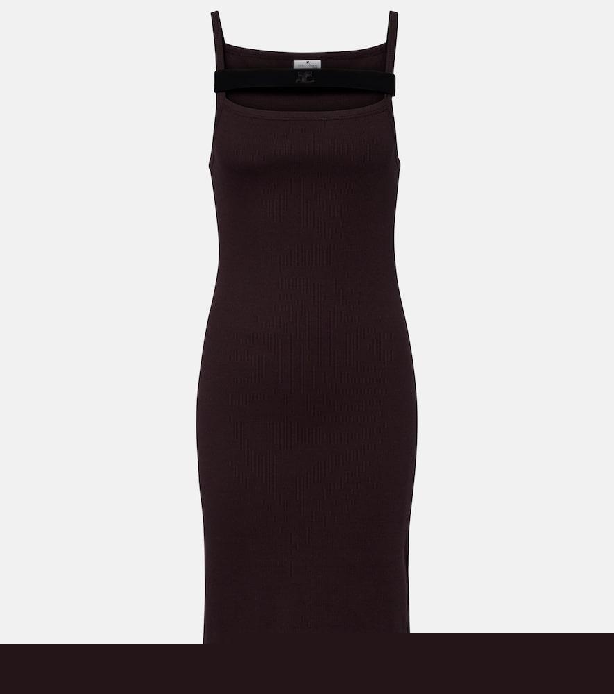 courrèges ribbed-knit cotton jersey midi dress