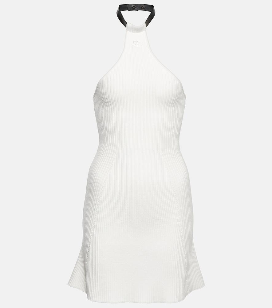 courrèges ribbed-knit halterneck minidress