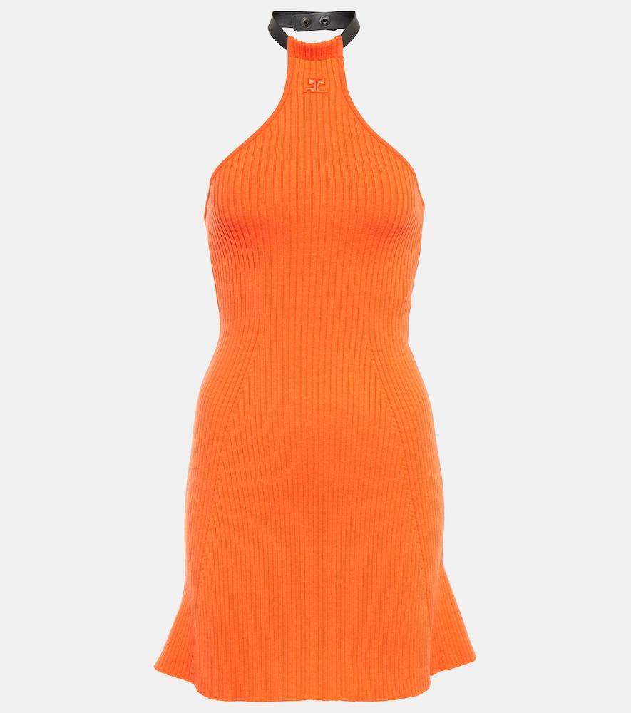 courrèges ribbed-knit halterneck minidress