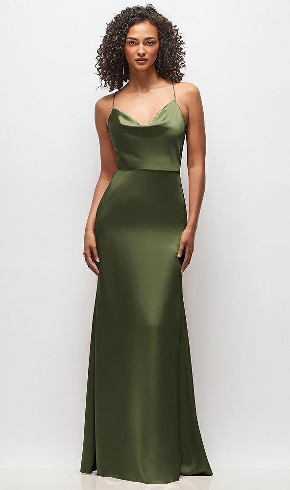 cowl-neck criss cross back slip dress