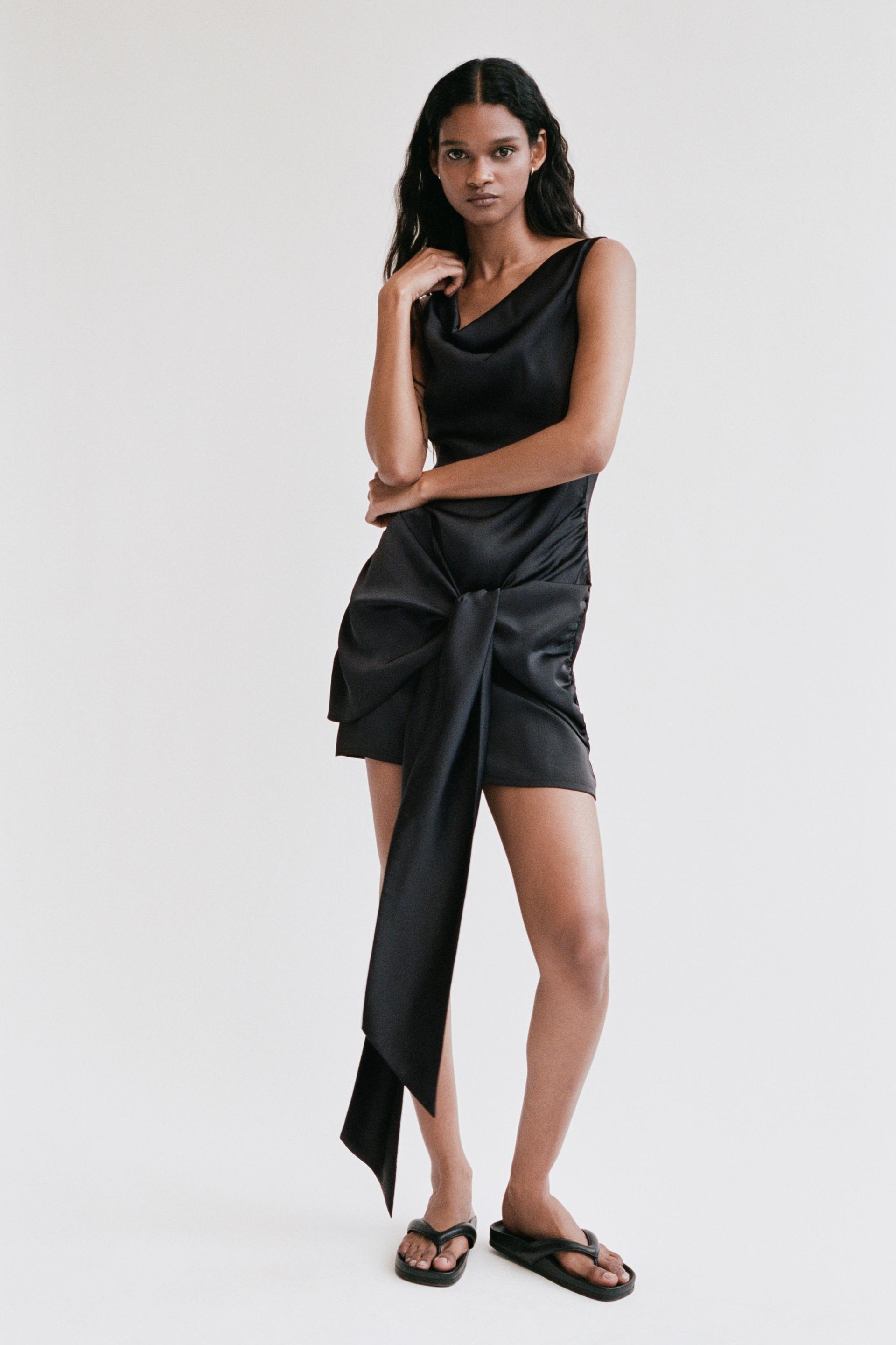 cowl-neck satin dress
