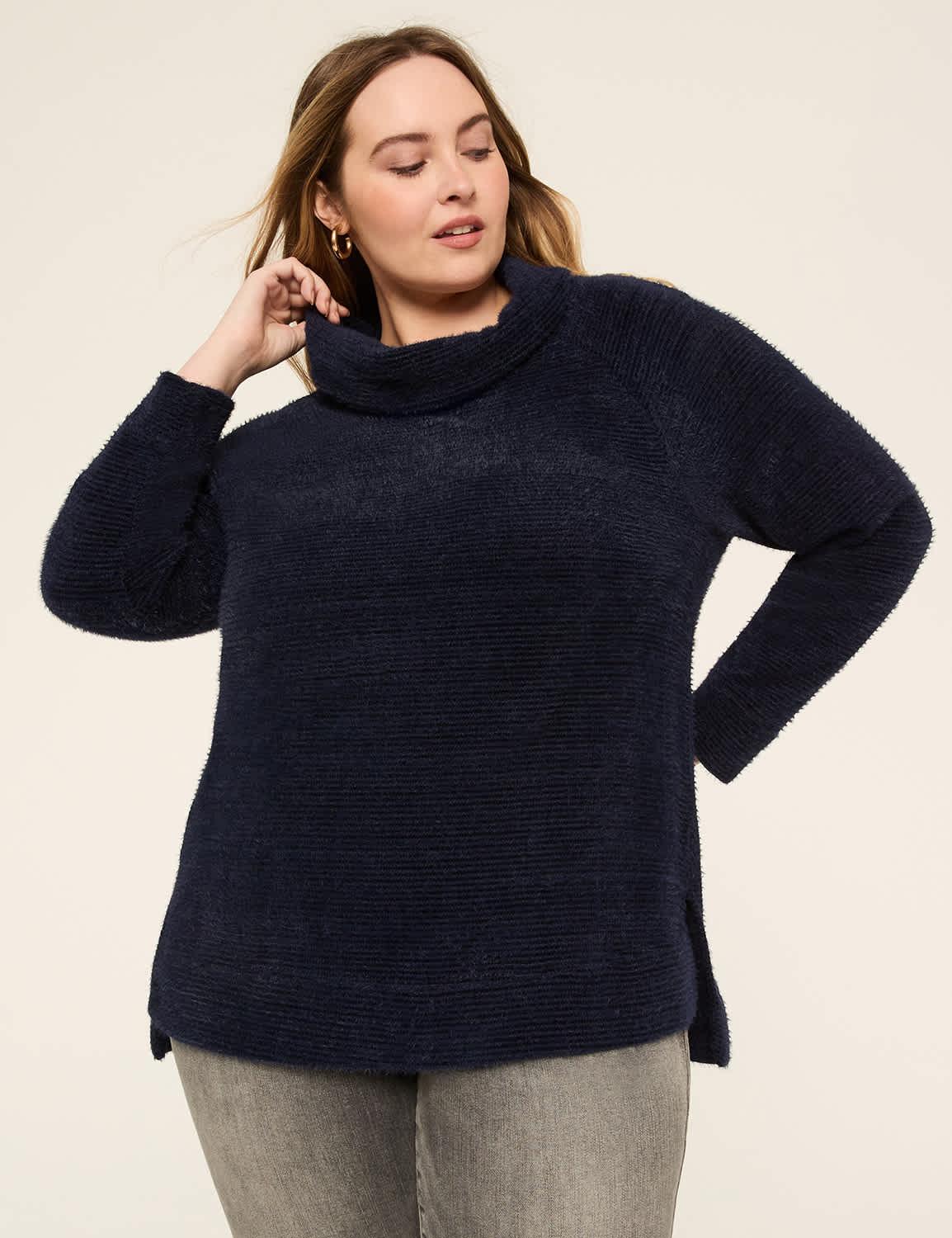 cowl-neck textured pullover