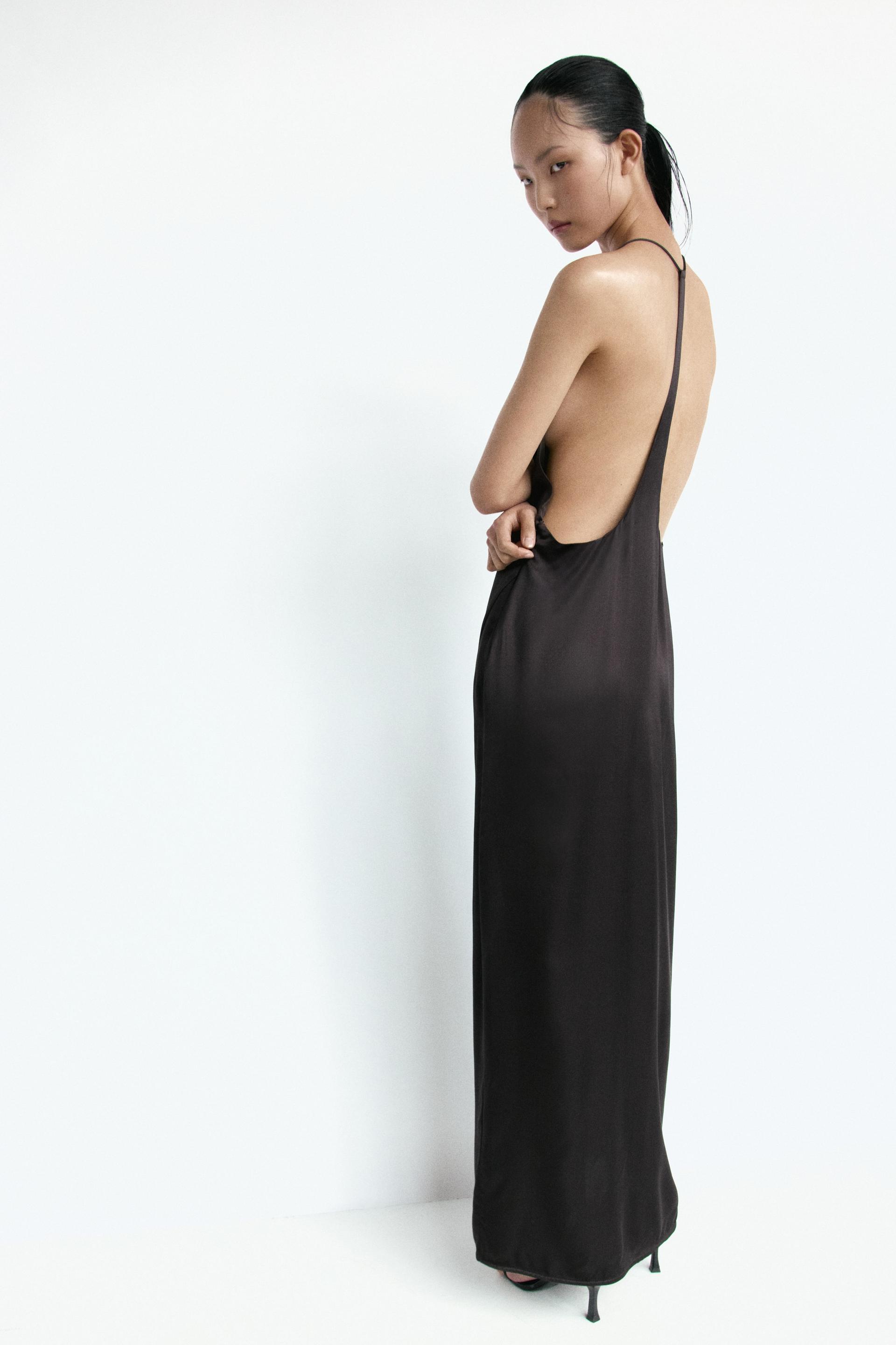 cowl-neck viscose satin dress