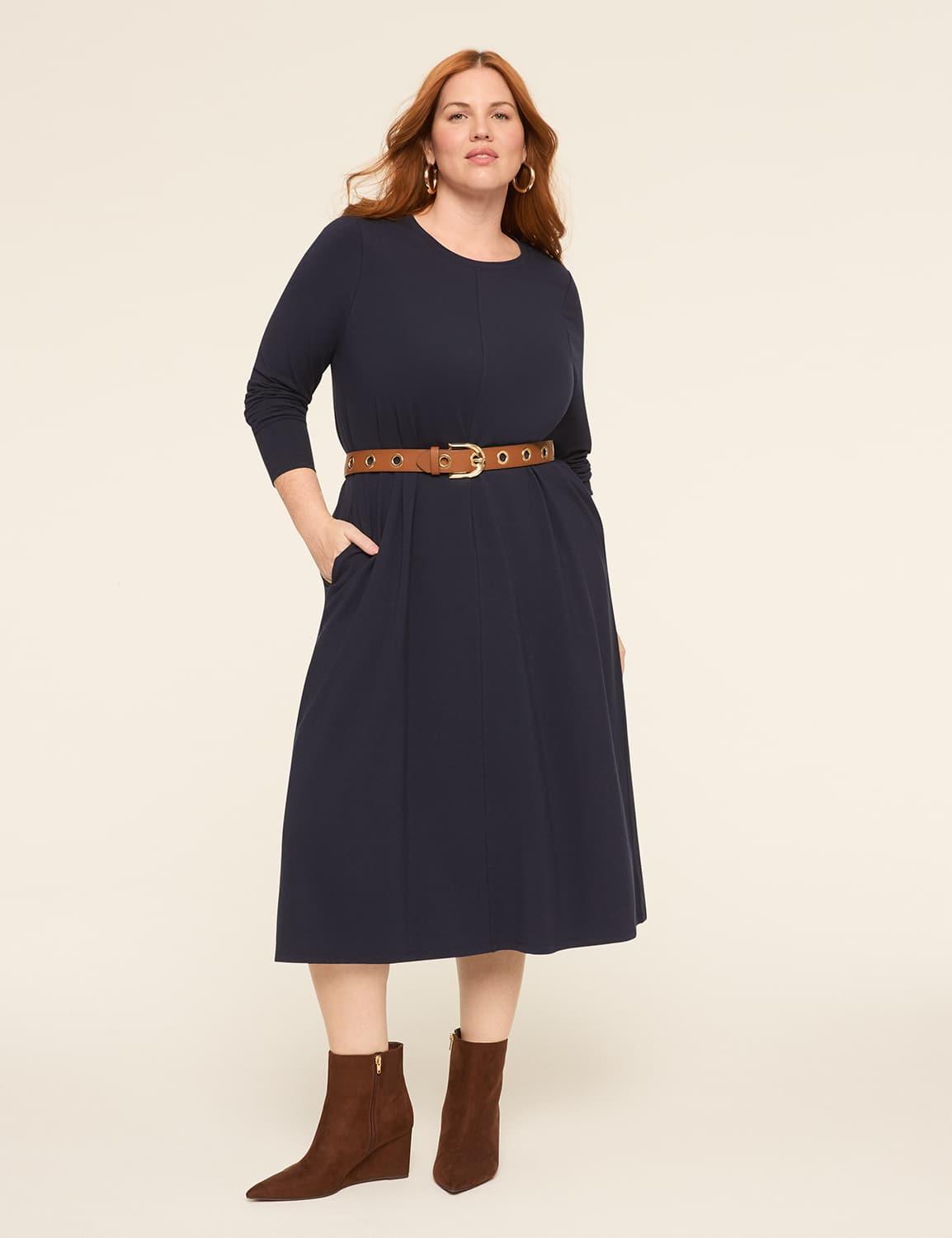 crew-neck swing maxi dress