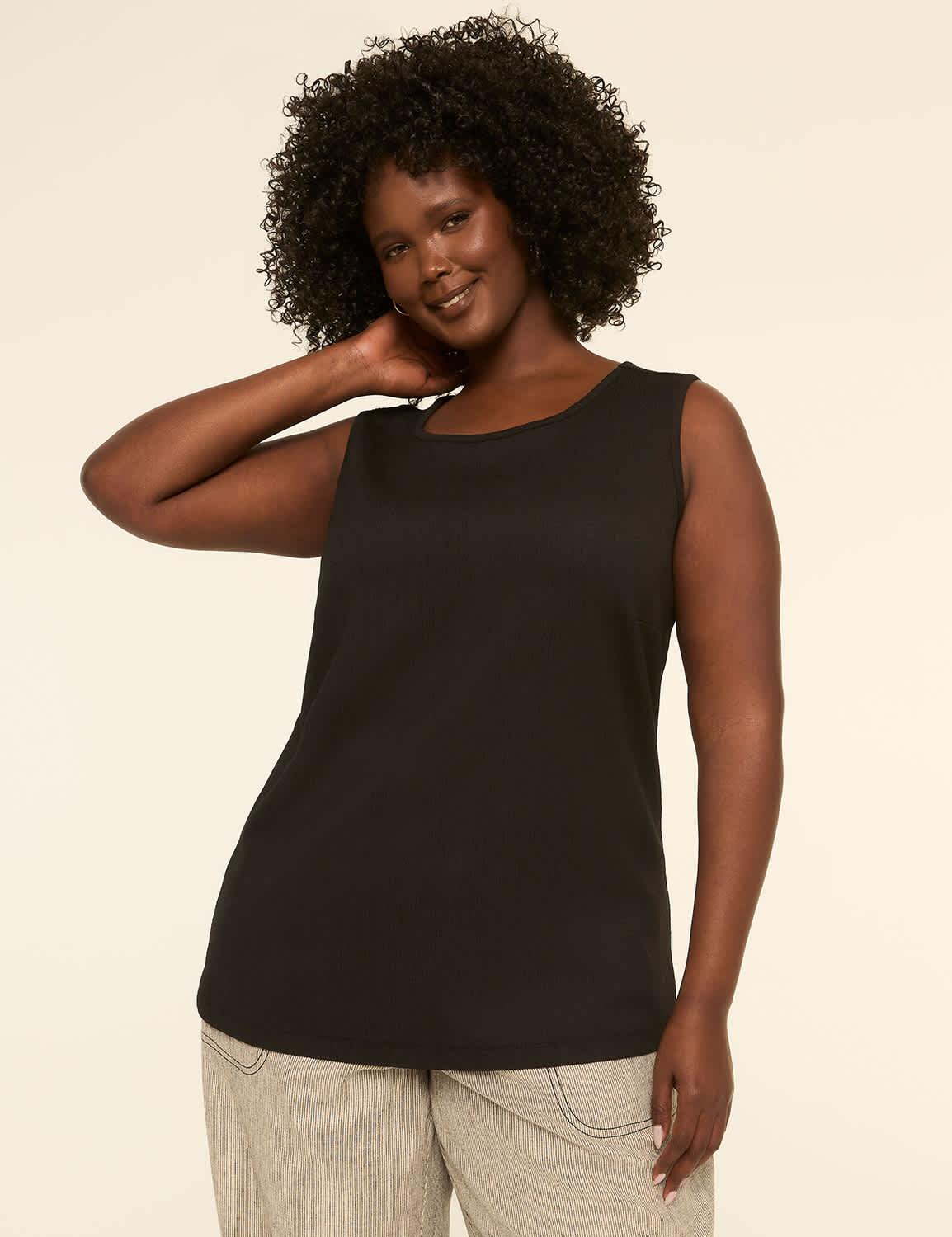 crinkle crew-neck tank