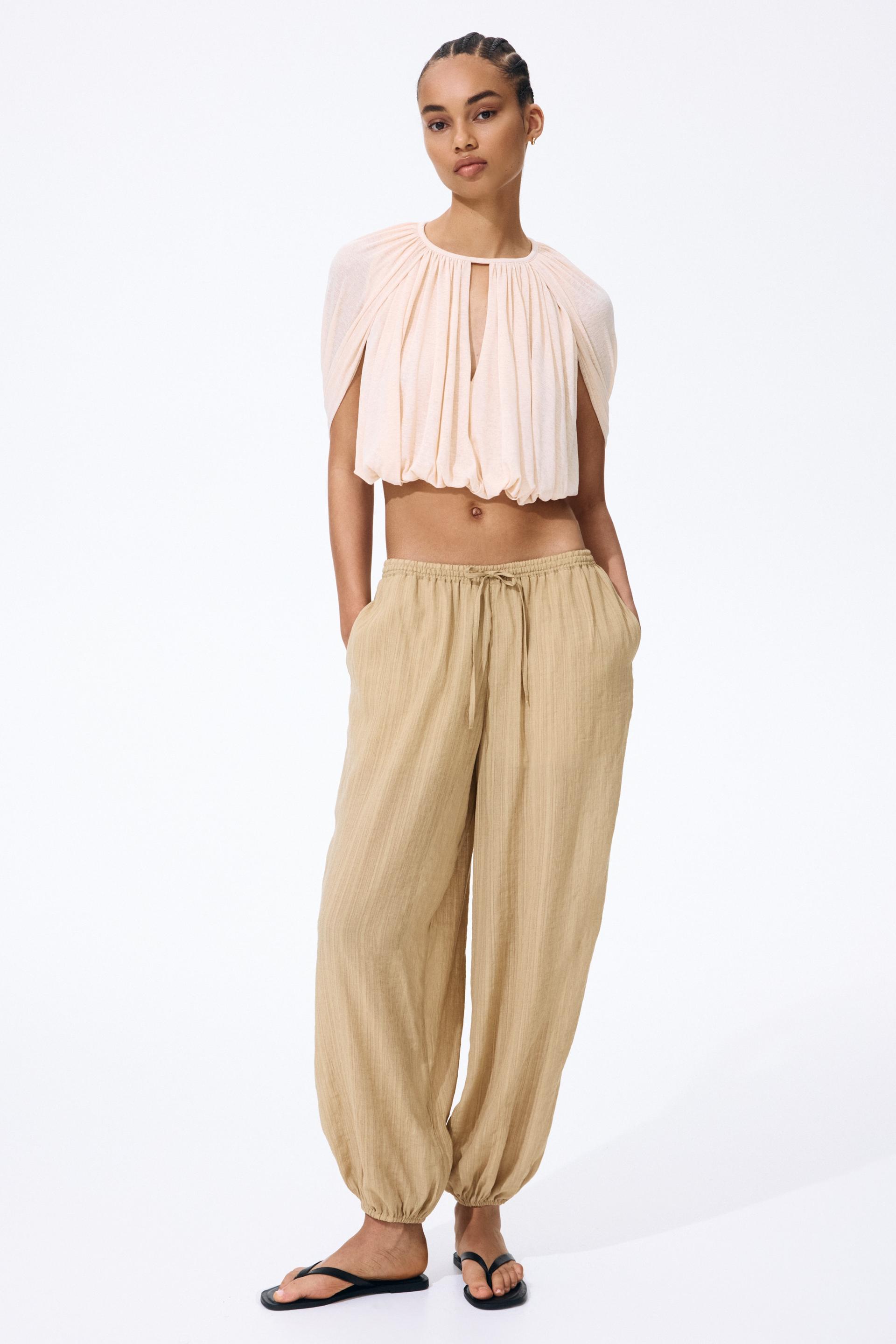crinkled balloon-leg pants