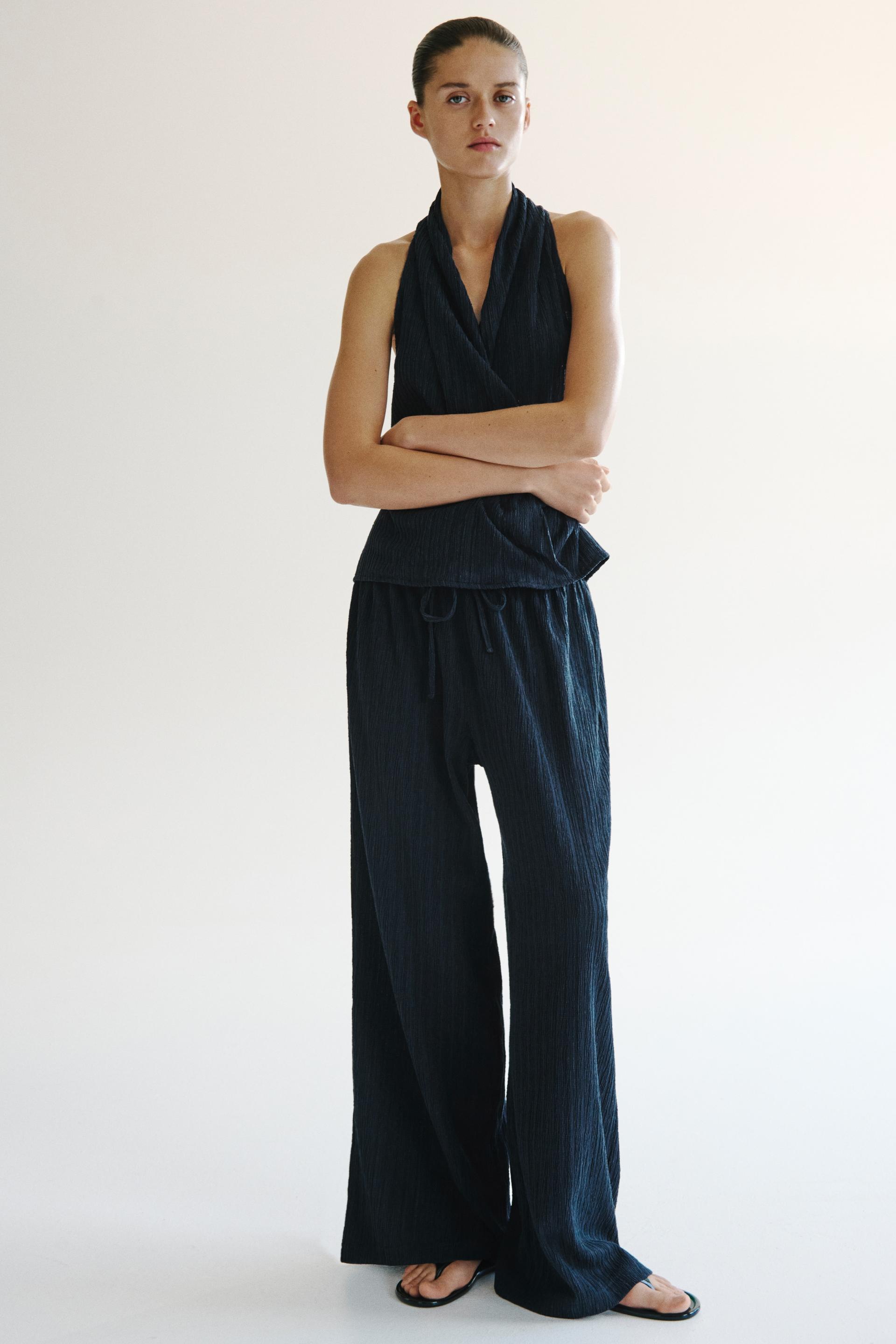 crinkled drawstring pants