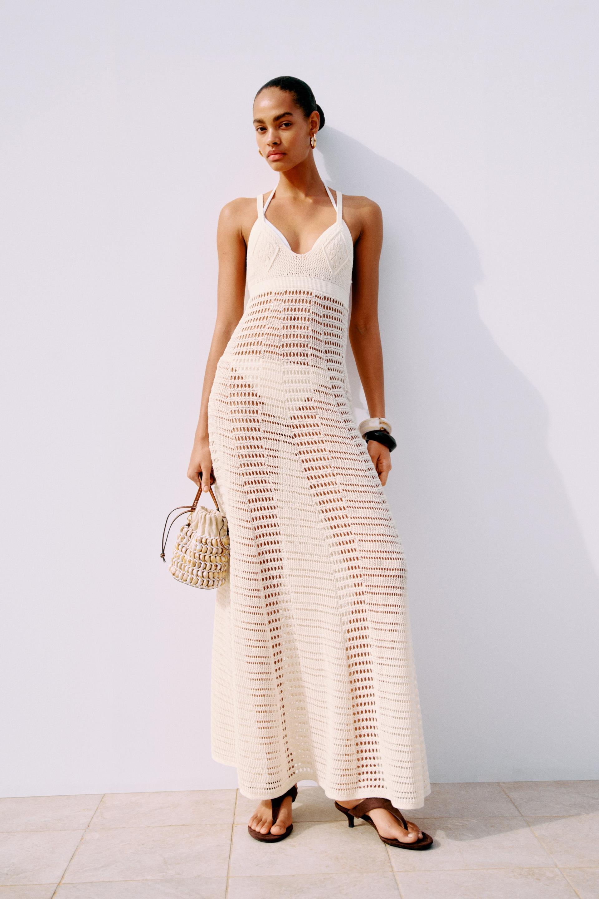 crochet-look maxi dress