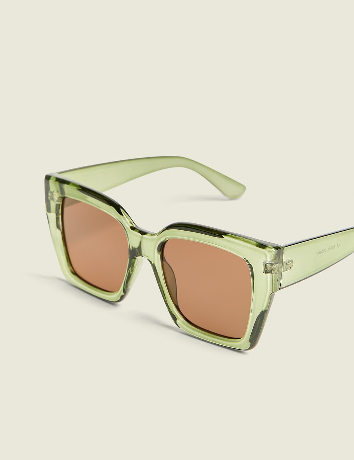 crystal green square sunglasses