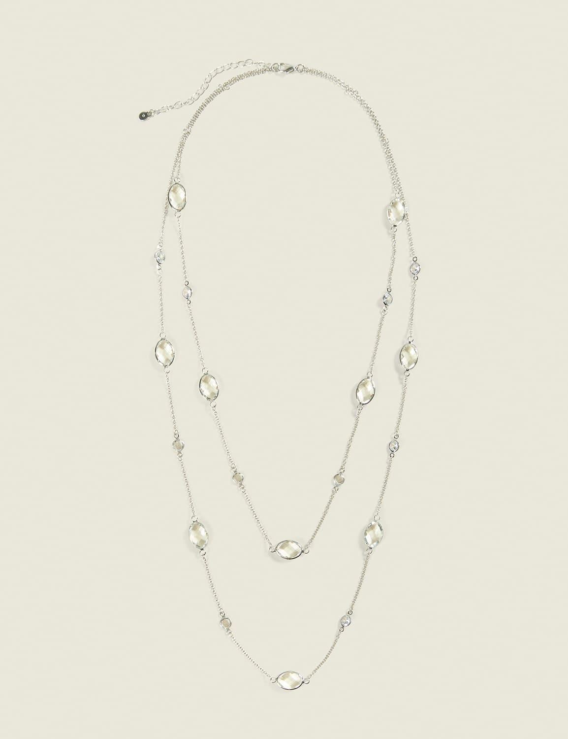 crystal multi-layered chain necklace