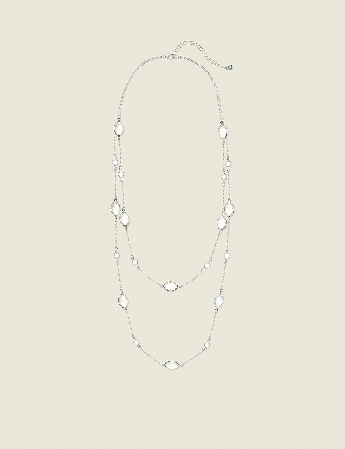 crystal station layered chain necklace