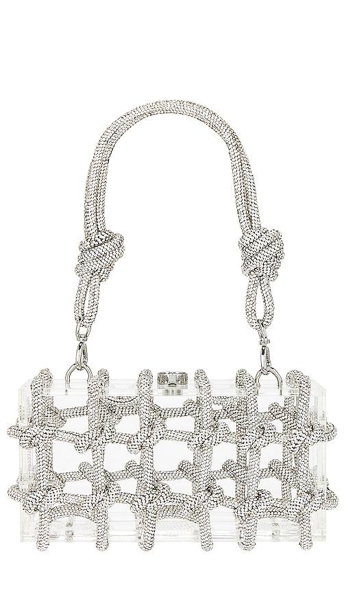 cult gaia bess shoulder bag in metallic silver.