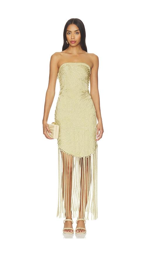 cult gaia edina dress in metallic gold. - size l (also in s, xl)