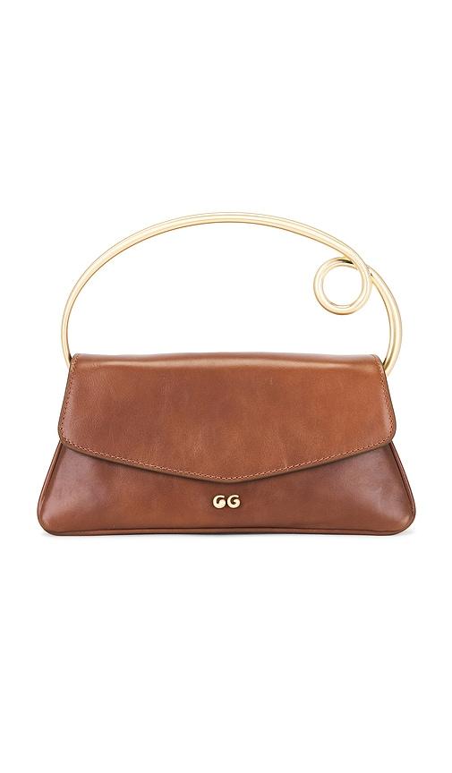 cult gaia emily top handle bag in brown.