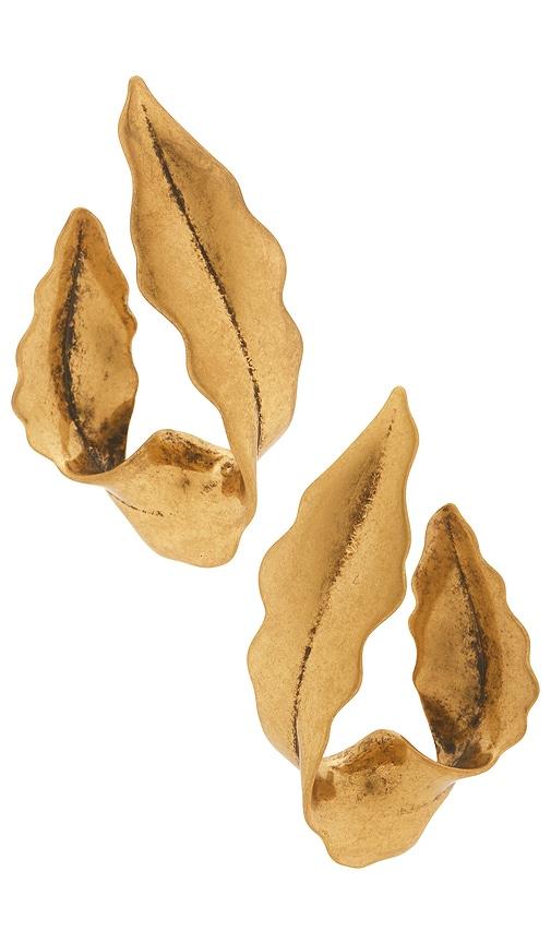 cult gaia giada earring in antique brass in metallic gold.