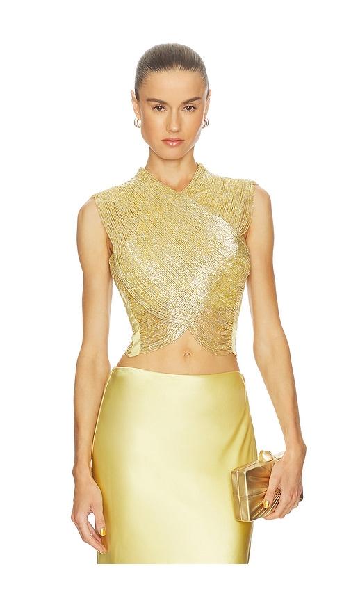 cult gaia haisley top in metallic gold. - size 0 (also in 2, 4, 6, 8, 10)