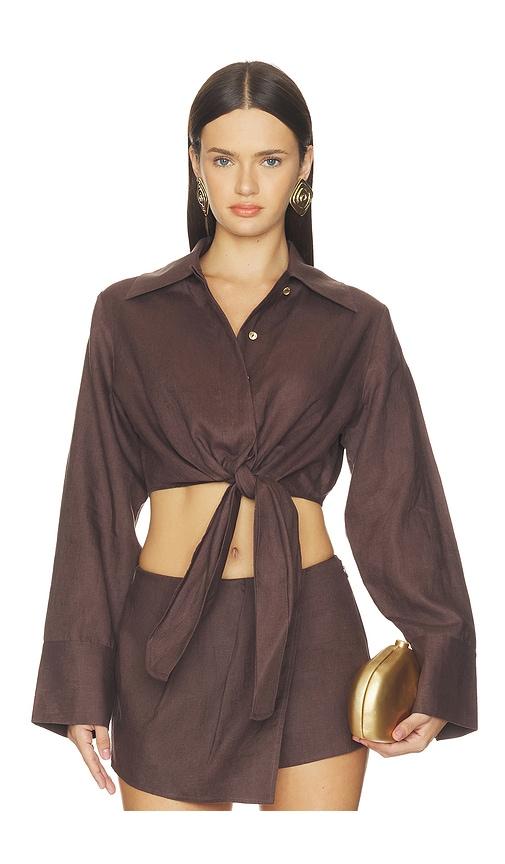 cult gaia kate top in brown. - size l (also in xxs, xs, s, m)