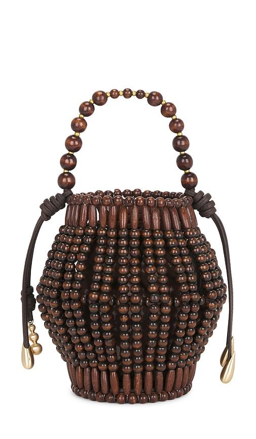 cult gaia lanterna top handle bag in brown.