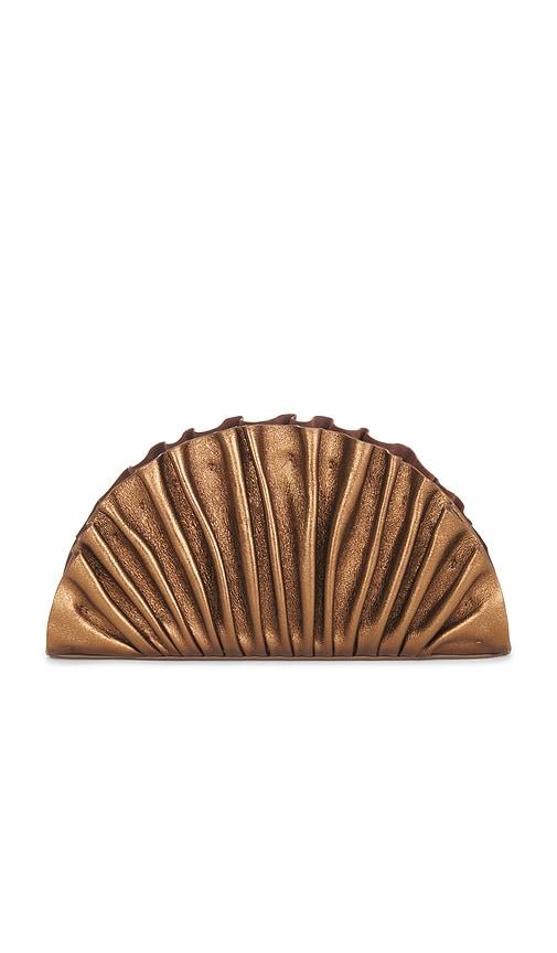 cult gaia nala clutch in metallic bronze.