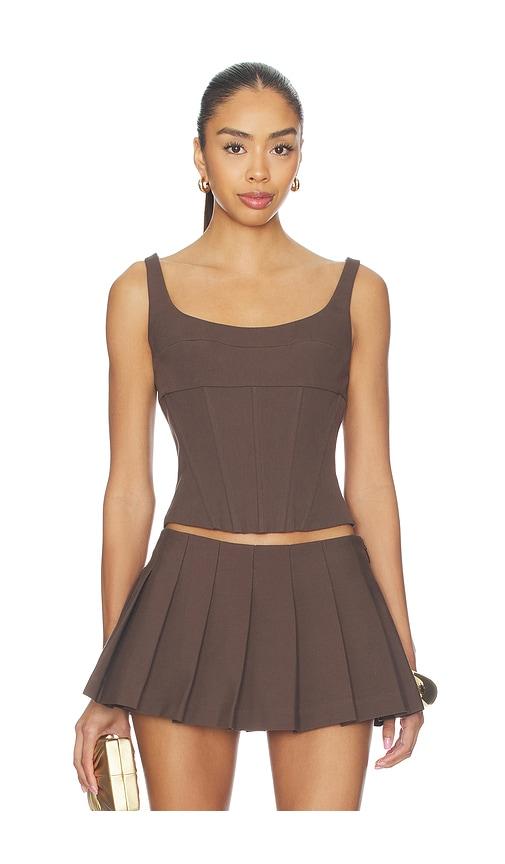 cult gaia olive top in chocolate. - size 0 (also in 00, 2, 4, 8, 10, 12)