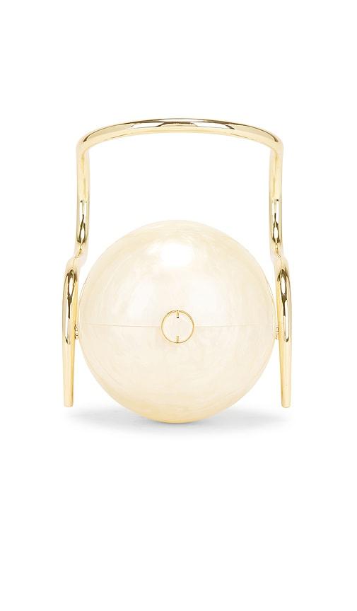 cult gaia pearl top handle bag in ivory.