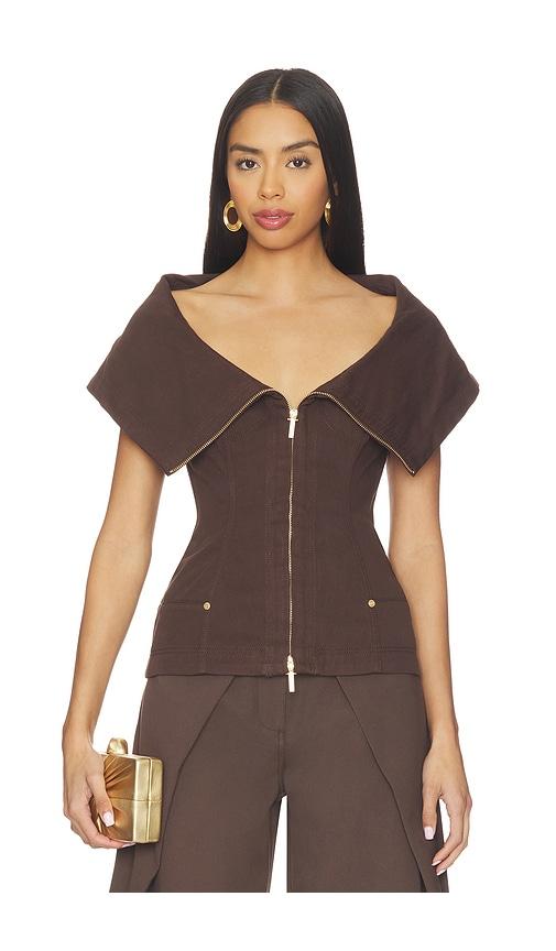 cult gaia saphie top in chocolate. - size 0 (also in 00, 2, 4, 6)