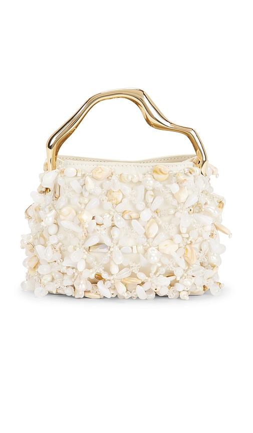 cult gaia solene mini top handle bag in white multi in white.