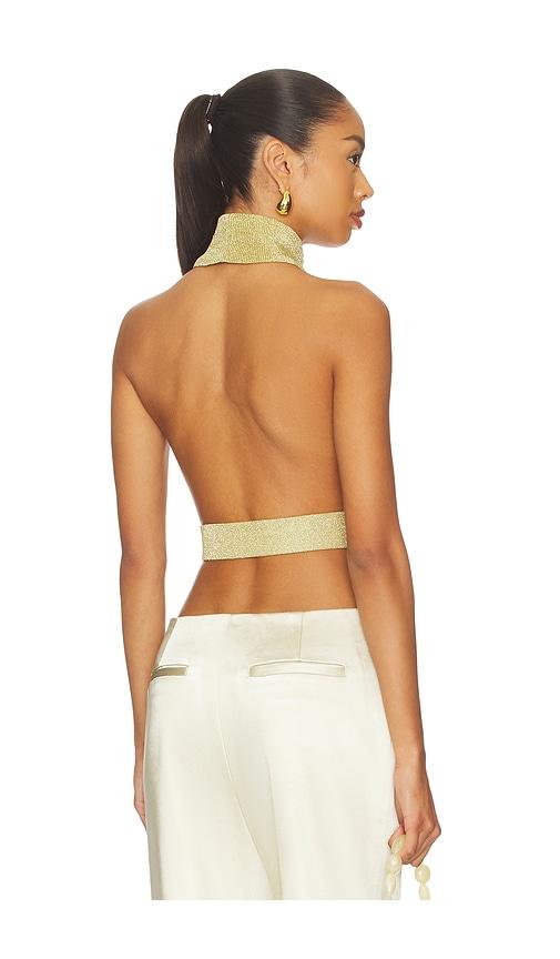 cult gaia wake top in metallic gold. - size l (also in xs)
