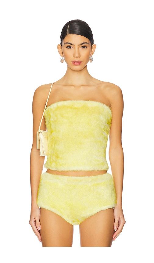 cultnaked power faux fur bandeau top in yellow. - size l (also in m, xl, xxl)