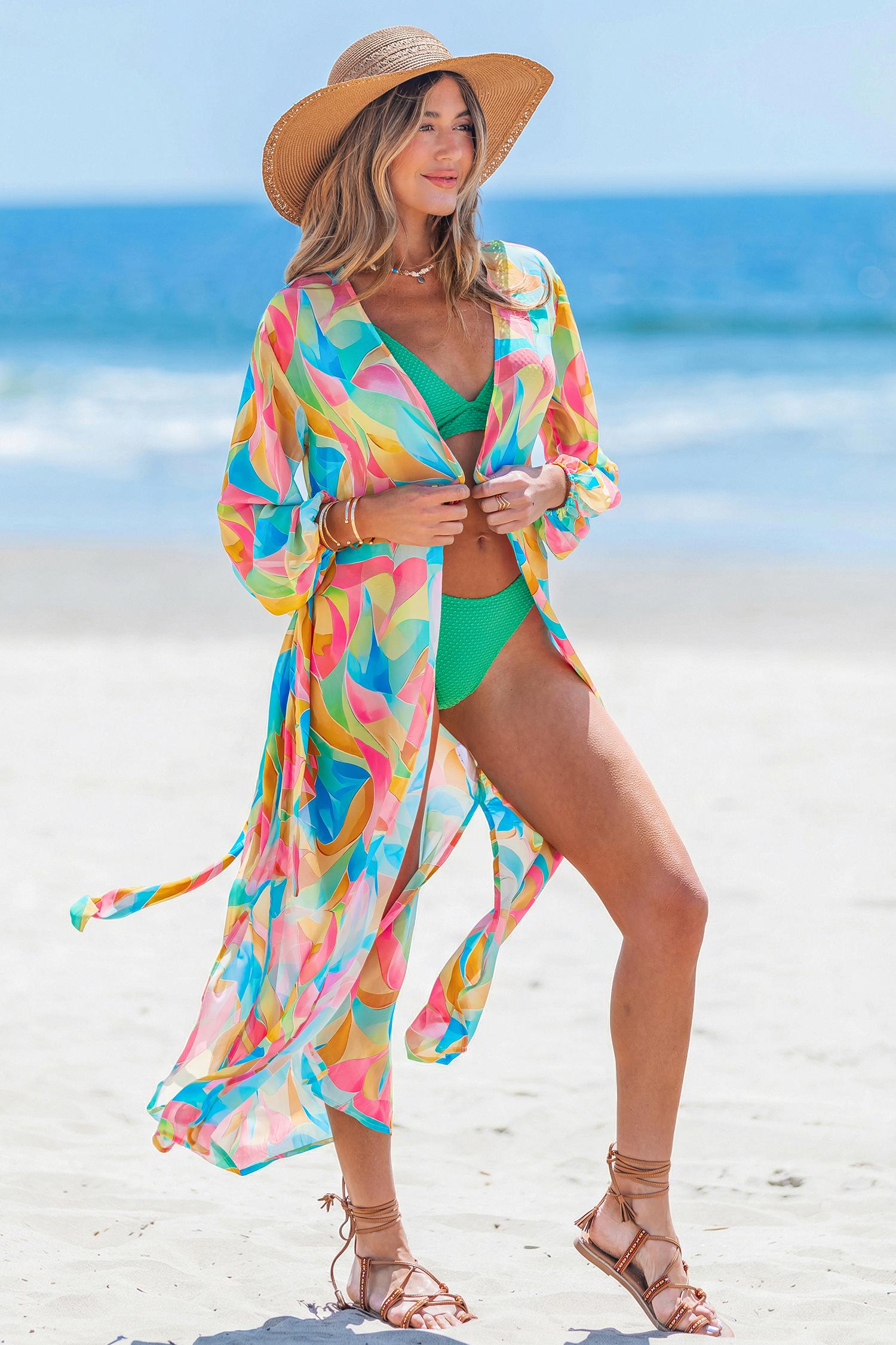 cultured abstract cover-up kimono - l