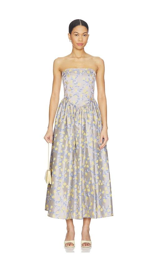 curaae by elliatt annie maxi dress in metallic neutral,yellow. - size l (also in s, xs, m)