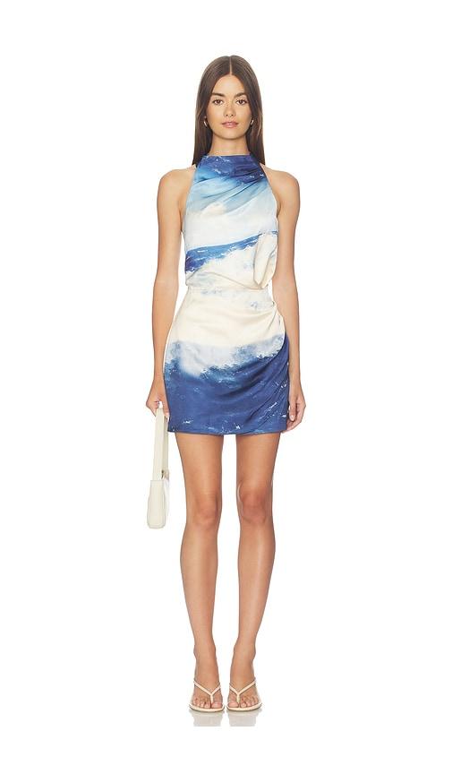 curaae by elliatt eska halter mini dress in blue. - size s (also in xs)