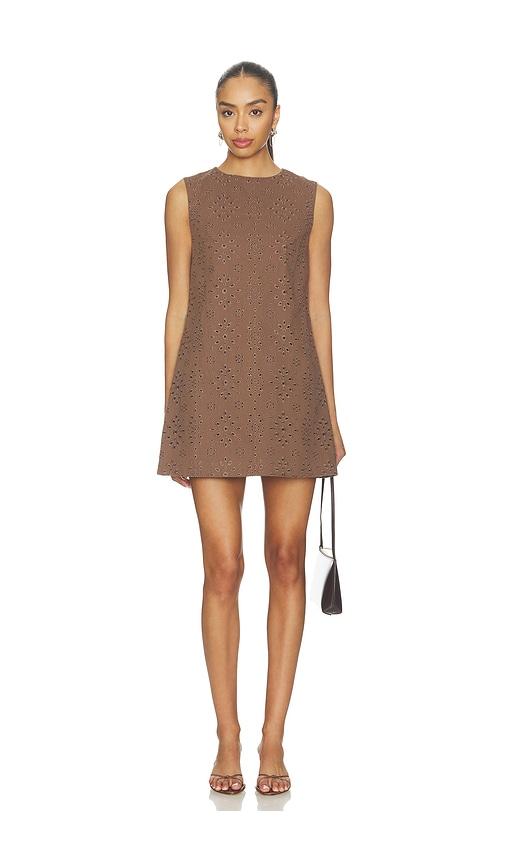curaae by elliatt esme mini shift dress in brown. - size l (also in s, xs, m, xl)