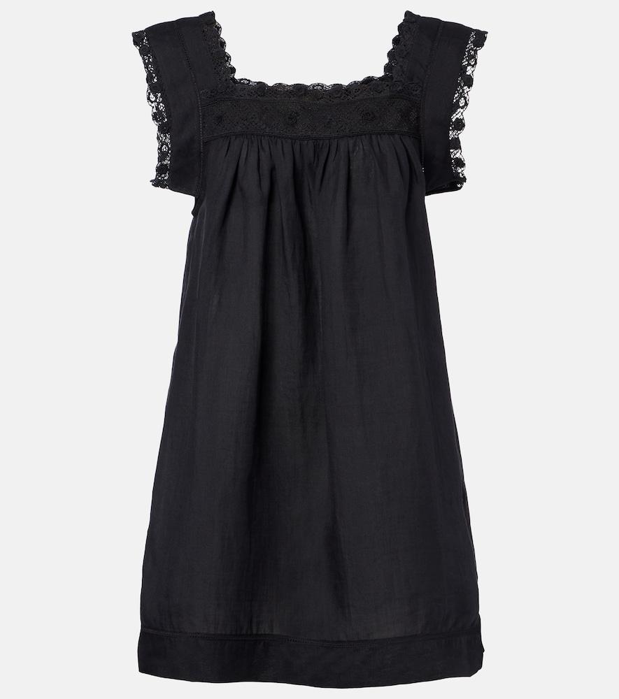 dôen almadia lace-trimmed ramie minidress