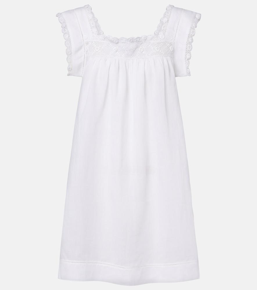 dôen almadia lace-trimmed ramie minidress