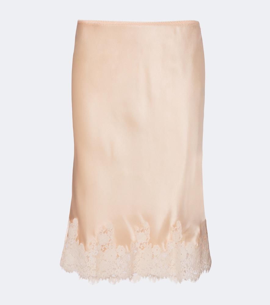 dôen elowette lace-trimmed silk satin slip skirt