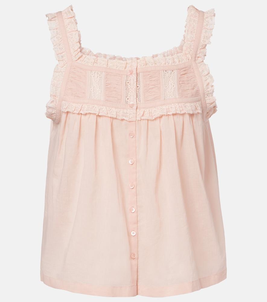 dôen fidella lace-trimmed cotton top